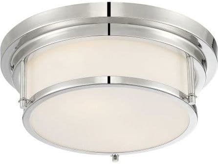 Savoy House Meridian 2-Light Polished Nickel Glass Drum Flush Mount