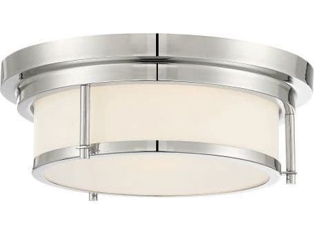 Savoy House Meridian 2-Light Polished Nickel Glass Drum Flush Mount