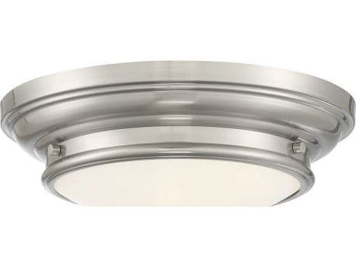 Savoy House Meridian 2-Light Brushed Nickel Glass Drum Geometric Flush Mount