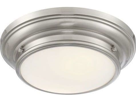 Savoy House Meridian 2-Light Brushed Nickel Glass Drum Geometric Flush Mount
