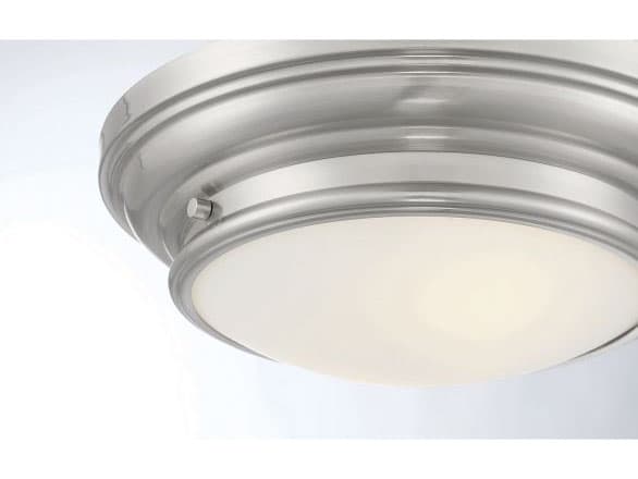 Savoy House Meridian 2-Light Brushed Nickel Glass Drum Geometric Flush Mount