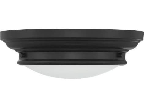 Savoy House Meridian 2-Light Matte Black Glass Drum Geometric Flush Mount