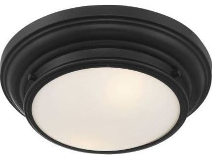Savoy House Meridian 2-Light Matte Black Glass Drum Geometric Flush Mount