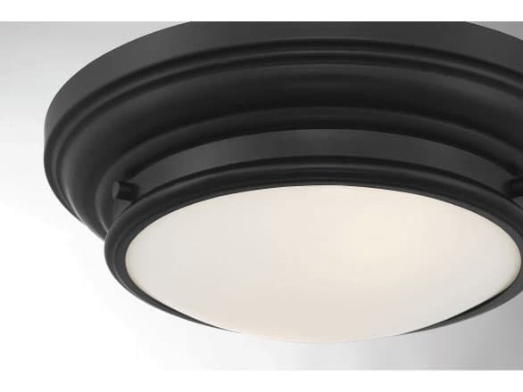 Savoy House Meridian 2-Light Matte Black Glass Drum Geometric Flush Mount