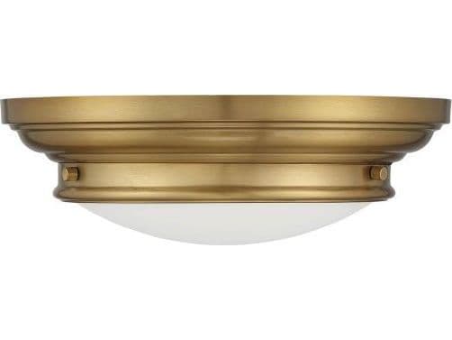 Savoy House Meridian 2-Light Natural Brass Glass Bowl Geometric Flush Mount