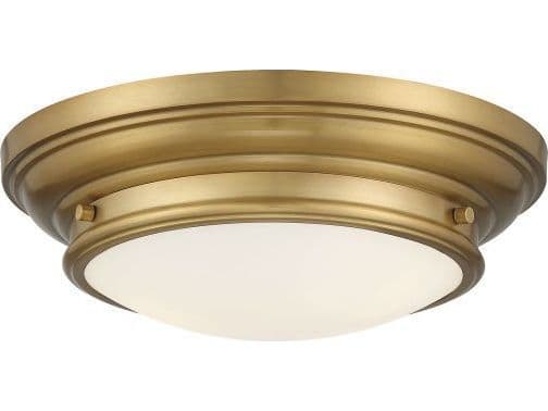 Savoy House Meridian 2-Light Natural Brass Glass Bowl Geometric Flush Mount