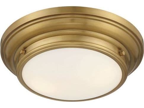 Savoy House Meridian 2-Light Natural Brass Glass Bowl Geometric Flush Mount