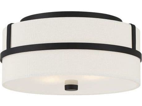 Savoy House Meridian 2-Light Matte Black Drum Geometric Flush Mount