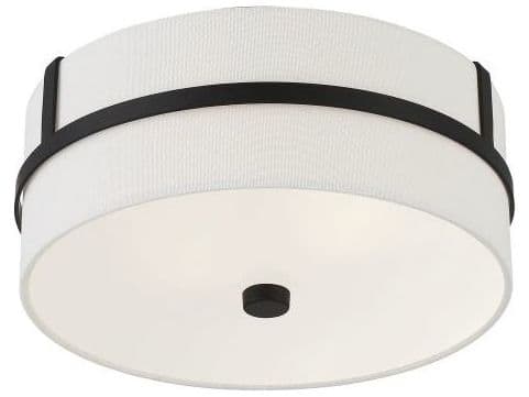 Savoy House Meridian 2-Light Matte Black Drum Geometric Flush Mount