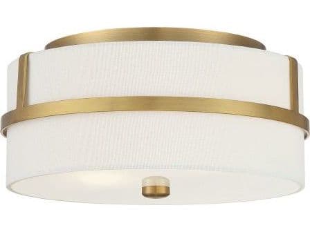 Savoy House Meridian 2-Light Natural Brass Drum Geometric Flush Mount