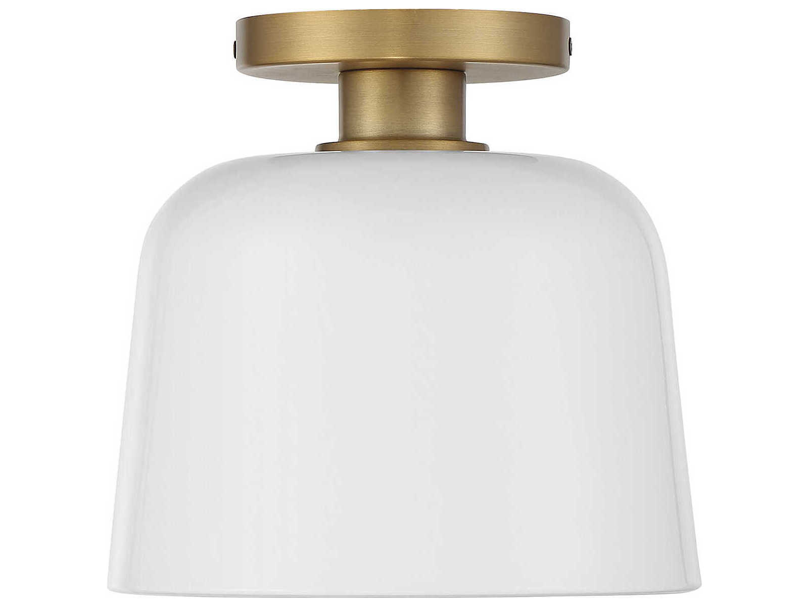 Savoy House Meridian 1-Light White Natural Brass Dome Semi Flush Mount