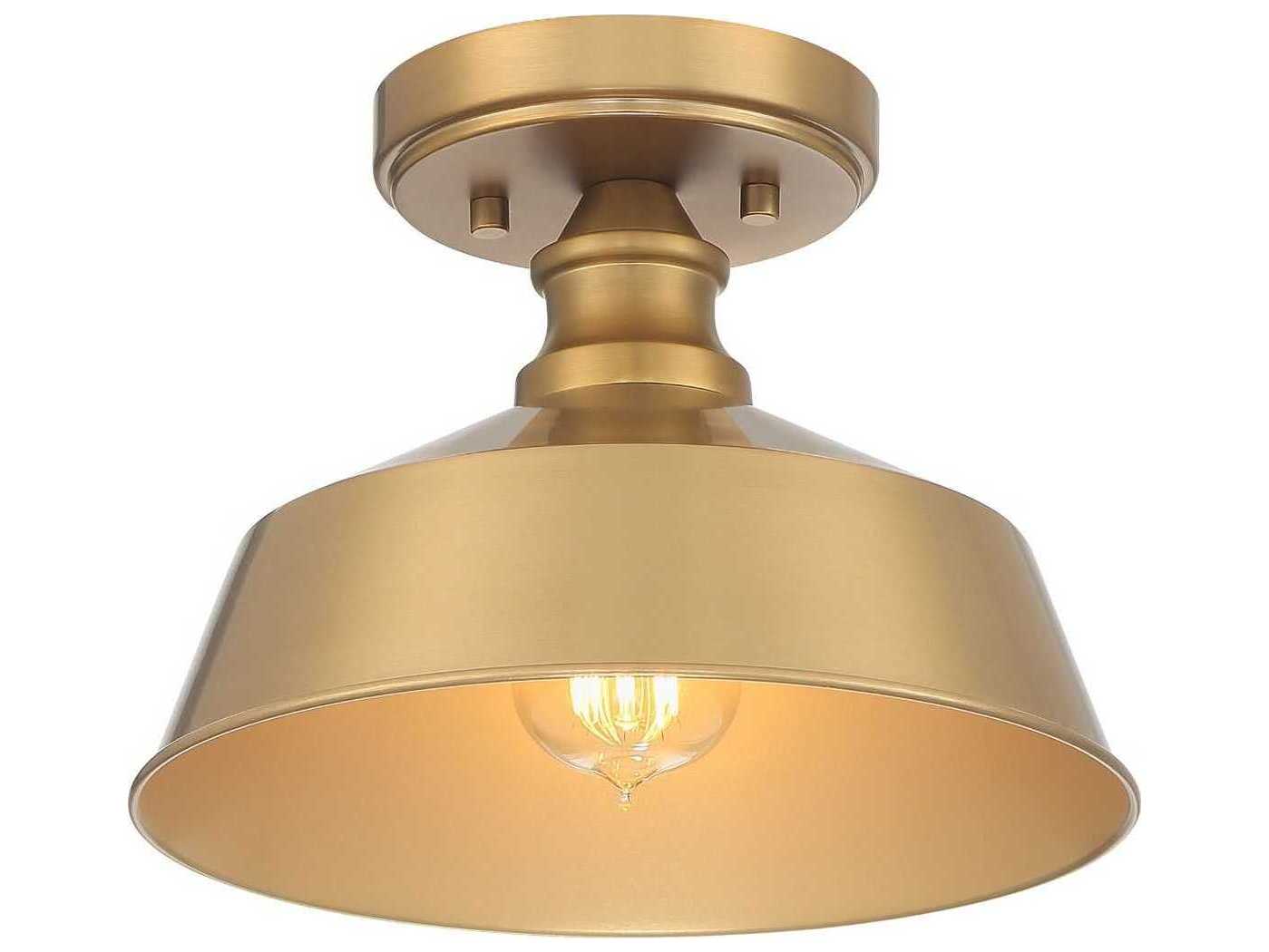Savoy House Meridian 1-Light Natural Brass Dome Semi Flush Mount