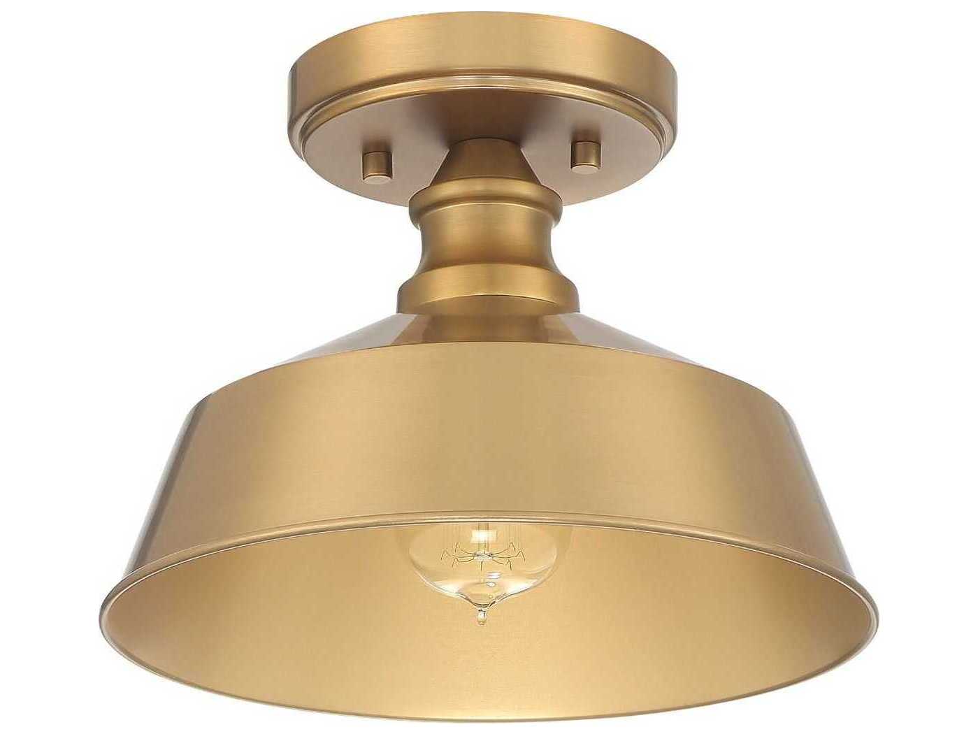 Savoy House Meridian 1-Light Natural Brass Dome Semi Flush Mount