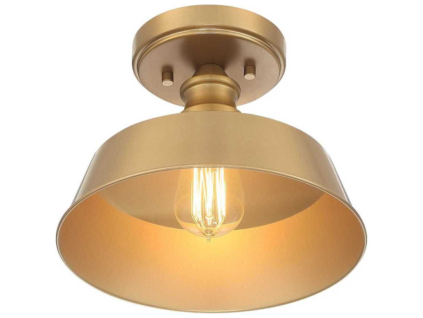 Savoy House Meridian 1-Light Natural Brass Dome Semi Flush Mount