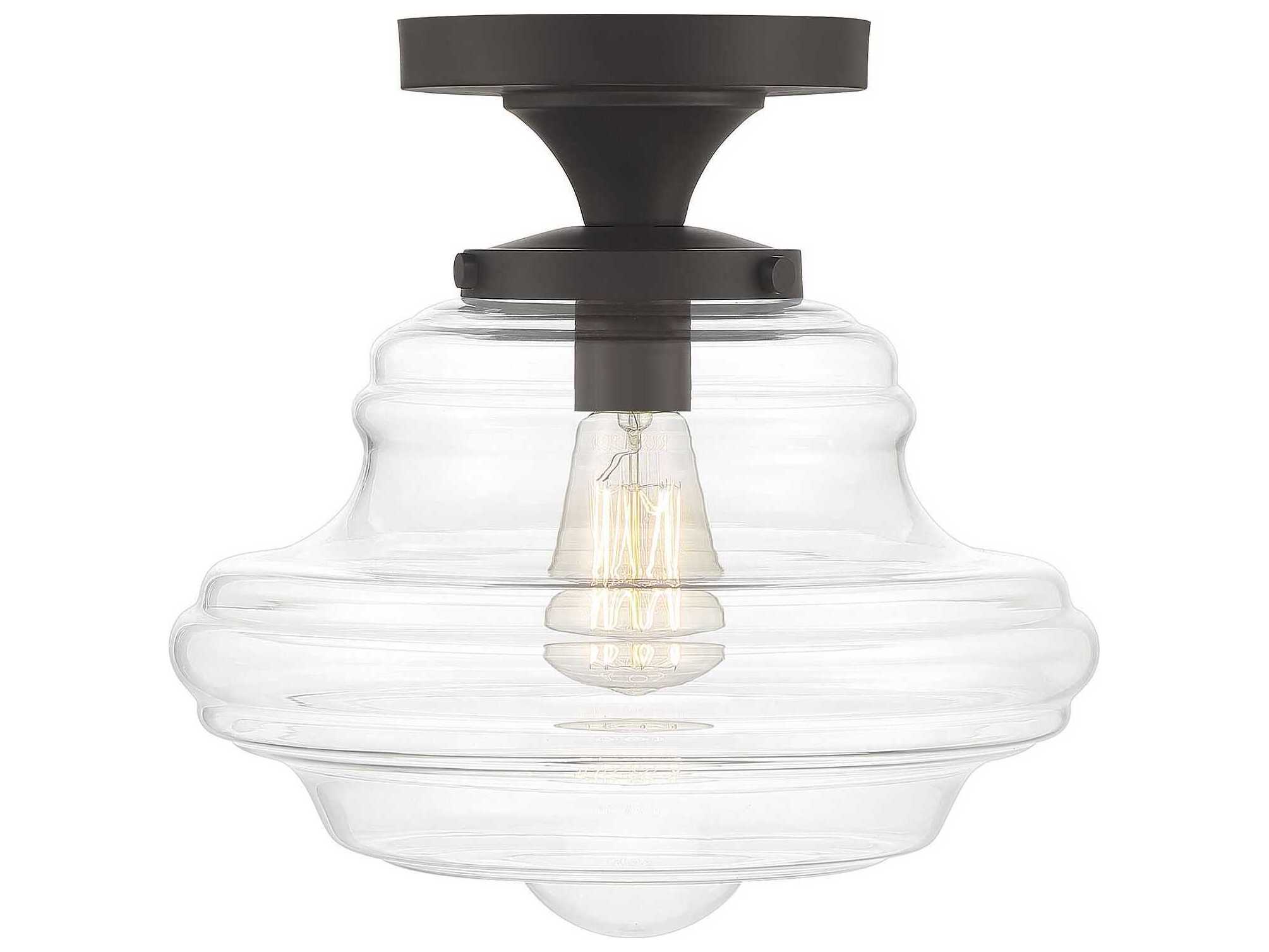 Savoy House Meridian 1-Light Oil Rubbed Bronze Glass Semi Flush Mount