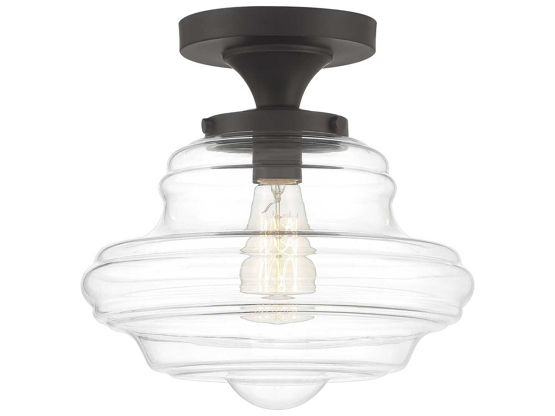 Savoy House Meridian 1-Light Oil Rubbed Bronze Glass Semi Flush Mount