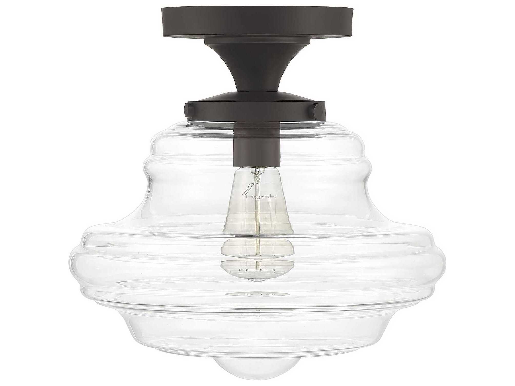 Savoy House Meridian 1-Light Oil Rubbed Bronze Glass Semi Flush Mount