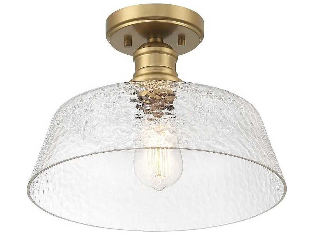 Savoy House Meridian 1-Light Natural Brass Glass Bowl Semi Flush Mount