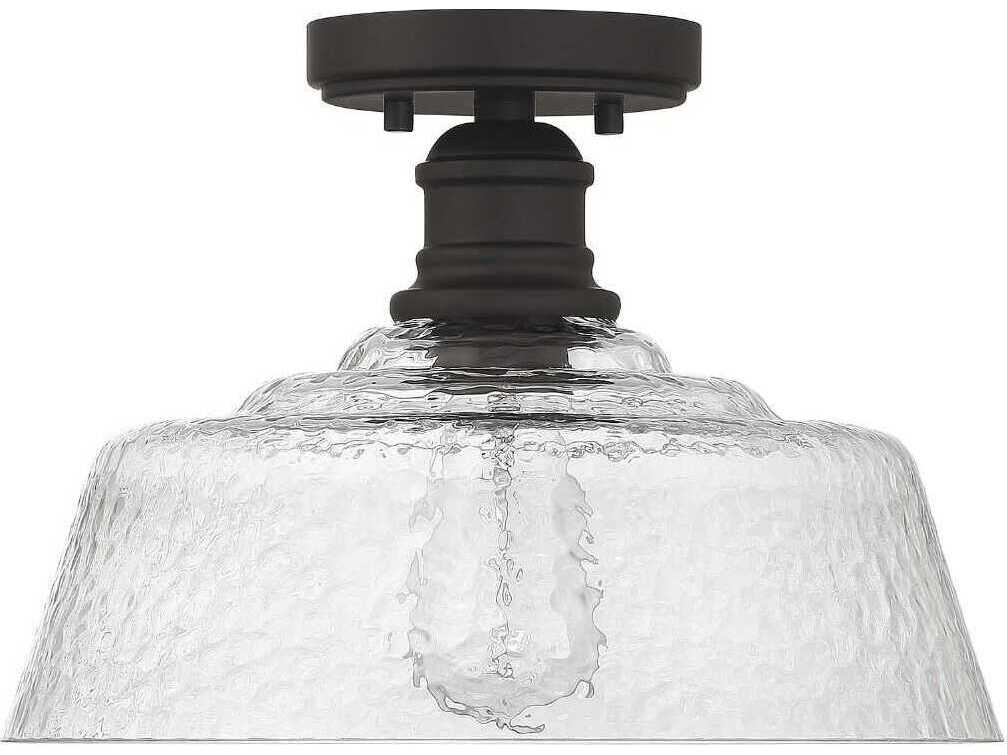Savoy House Meridian 1-Light Oil Rubbed Bronze Black Glass Bowl Semi Flush Mount