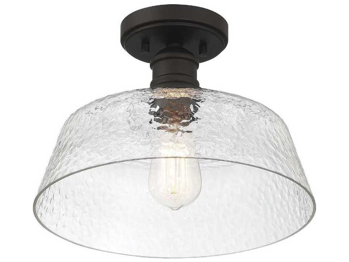 Savoy House Meridian 1-Light Oil Rubbed Bronze Black Glass Bowl Semi Flush Mount