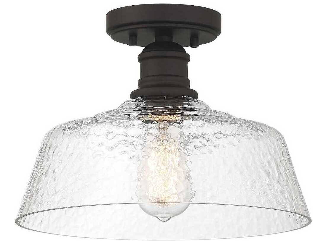 Savoy House Meridian 1-Light Oil Rubbed Bronze Black Glass Bowl Semi Flush Mount
