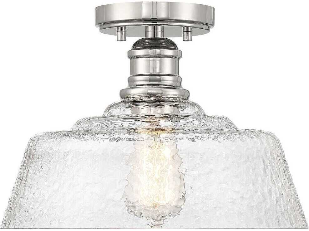Savoy House Meridian 1-Light Polished Nickel Glass Bowl Semi Flush Mount
