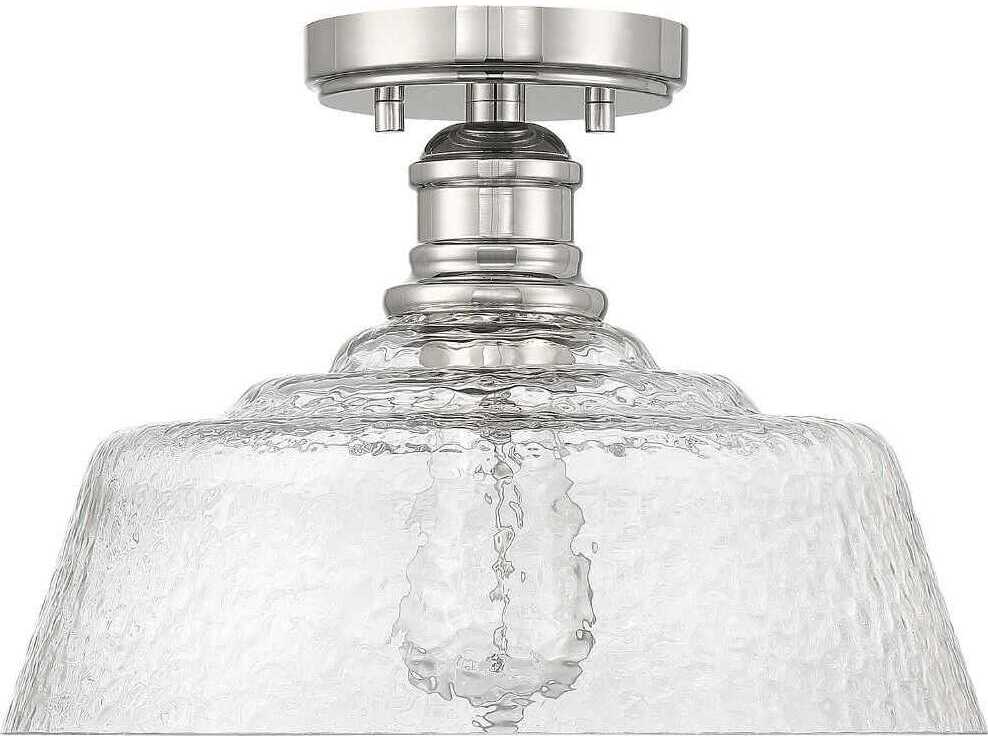 Savoy House Meridian 1-Light Polished Nickel Glass Bowl Semi Flush Mount