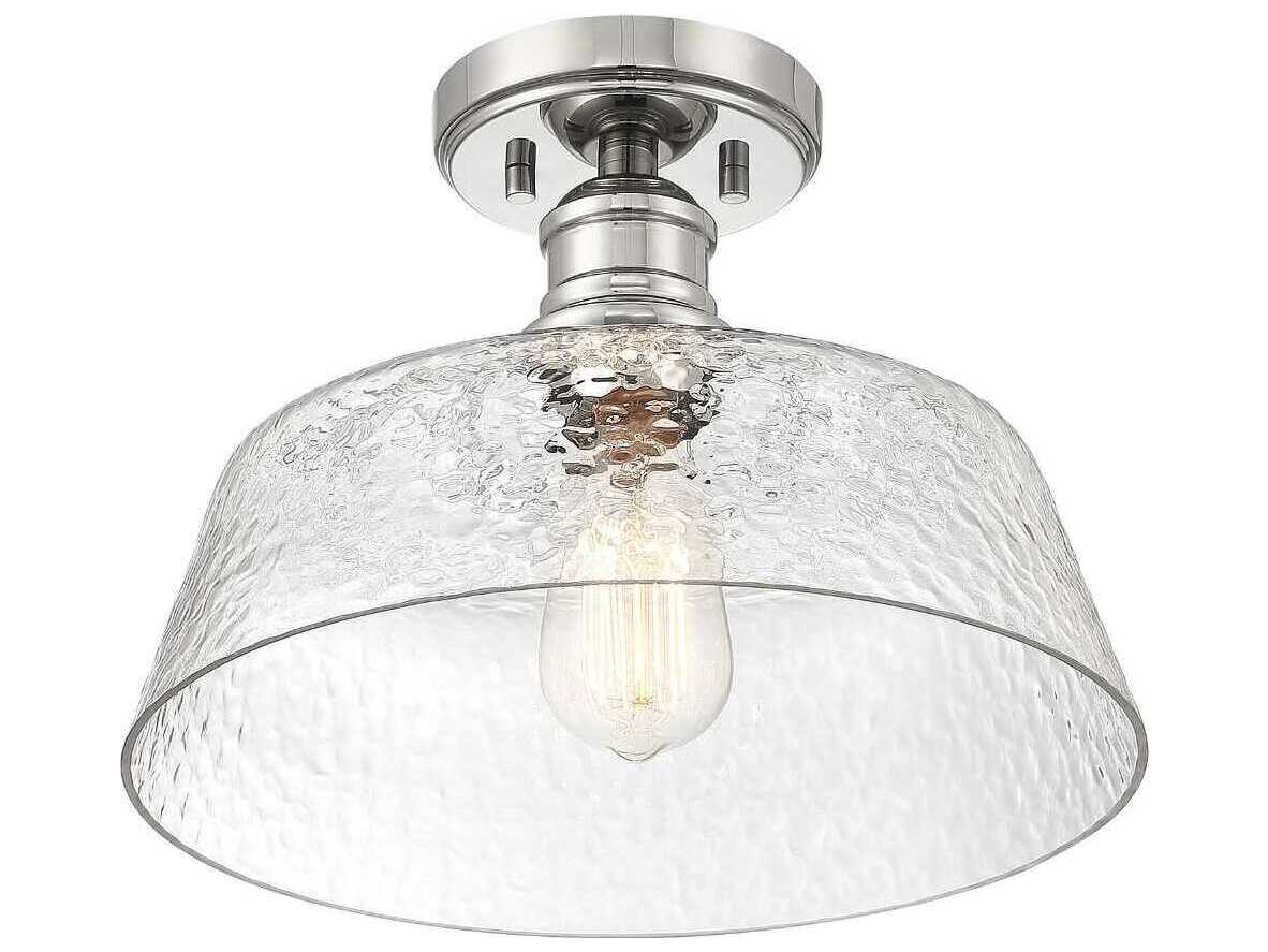 Savoy House Meridian 1-Light Polished Nickel Glass Bowl Semi Flush Mount