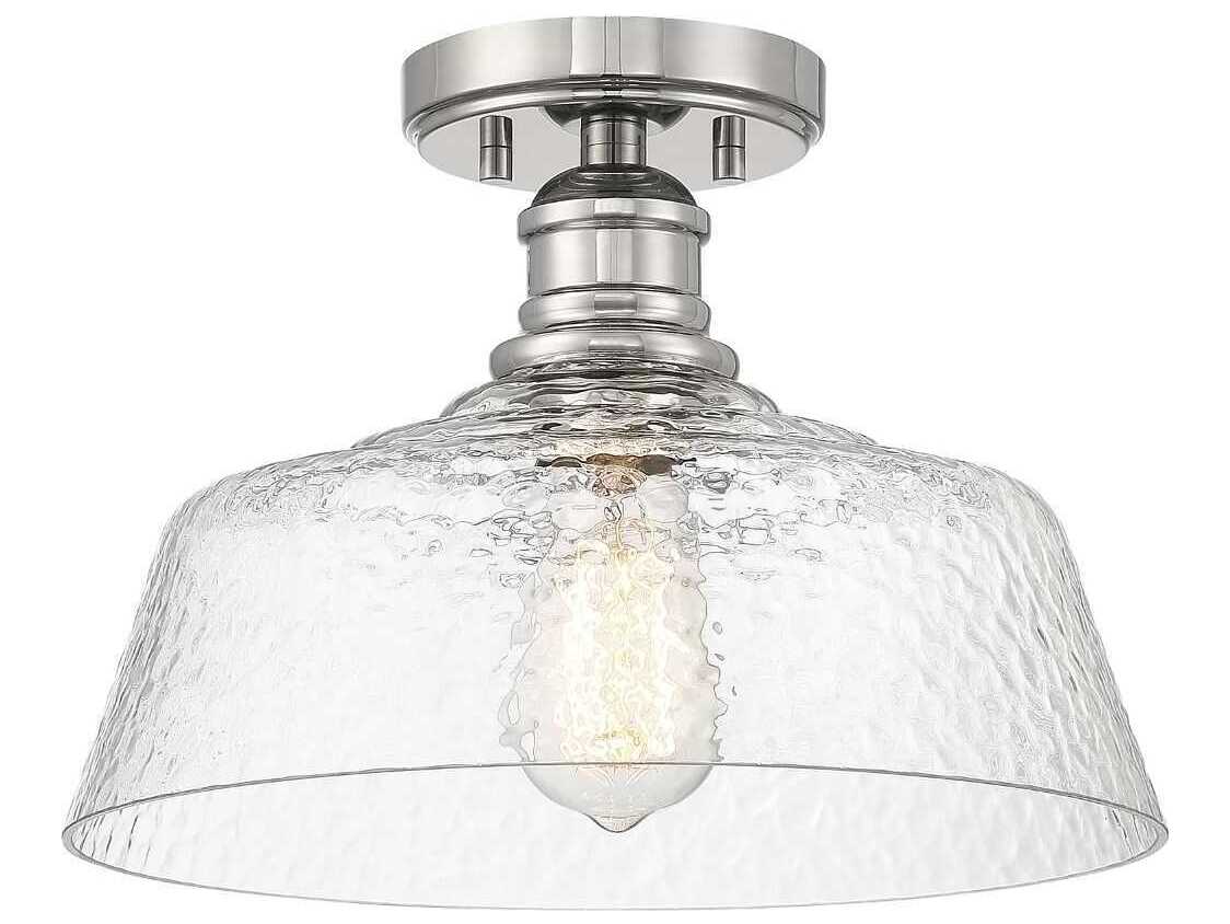 Savoy House Meridian 1-Light Polished Nickel Glass Bowl Semi Flush Mount