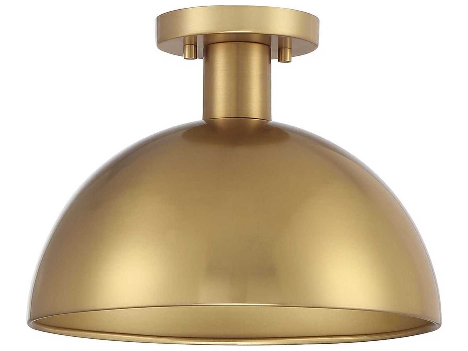Savoy House Meridian 1-Light Natural Brass Dome Semi Flush Mount