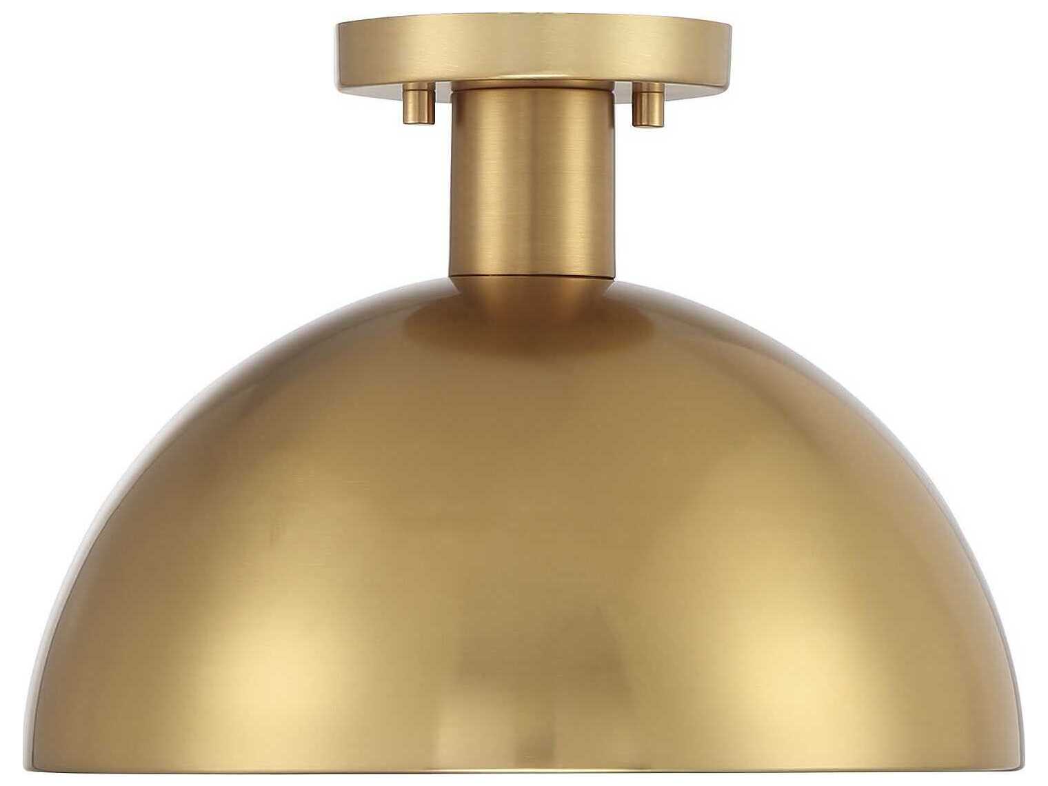 Savoy House Meridian 1-Light Natural Brass Dome Semi Flush Mount