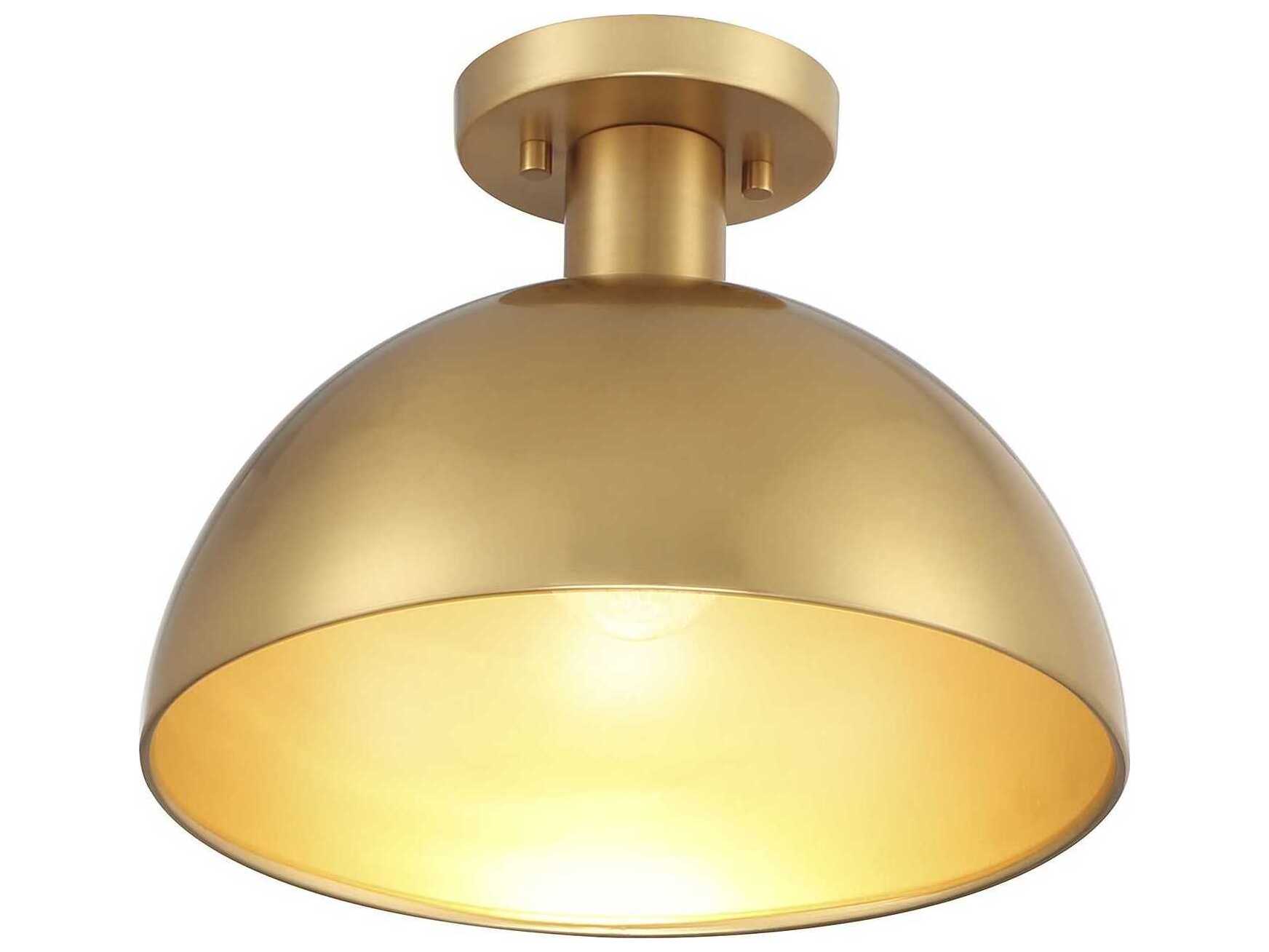 Savoy House Meridian 1-Light Natural Brass Dome Semi Flush Mount