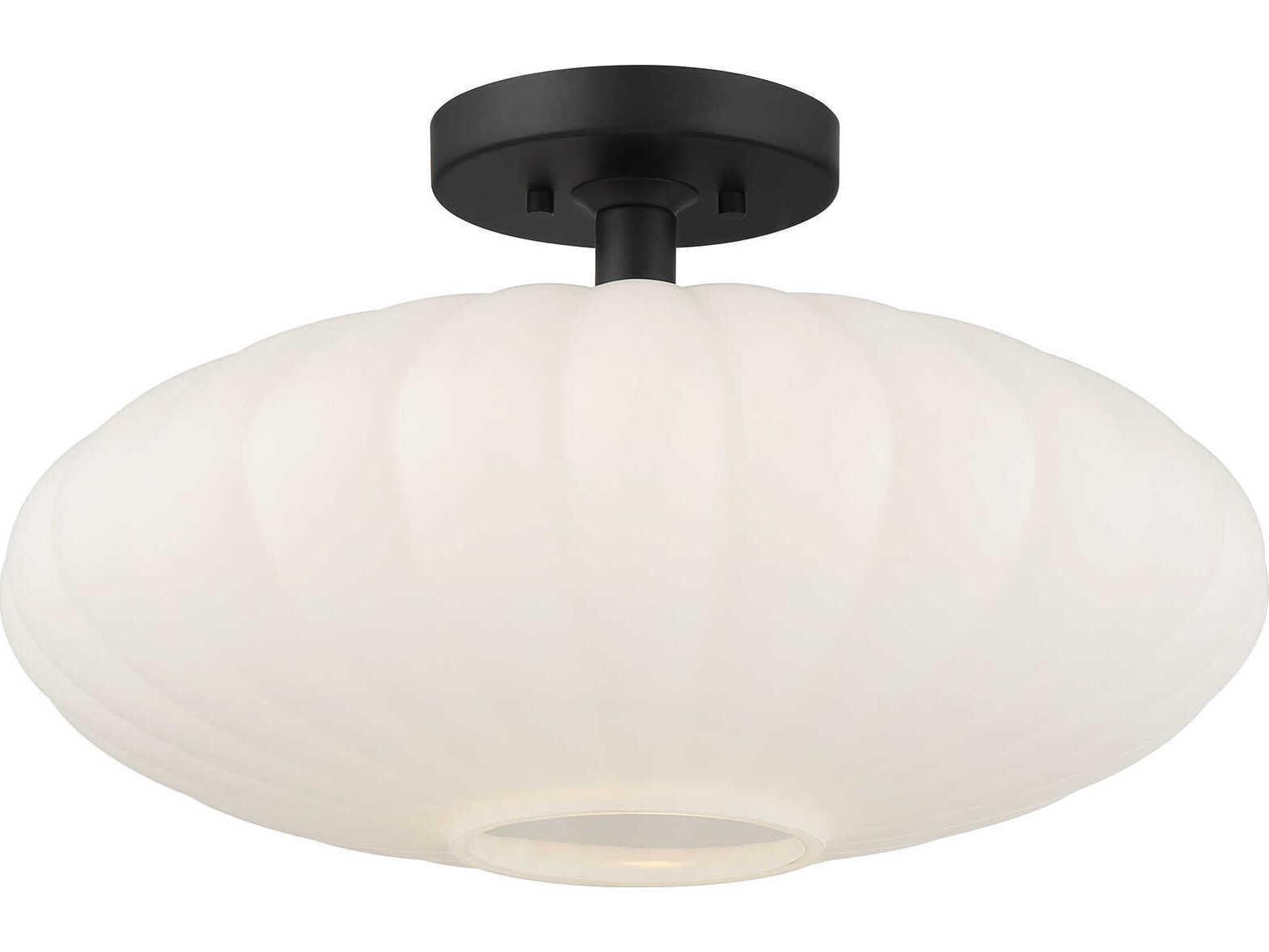 Savoy House Meridian 1-Light Matte Black Semi Flush Mount