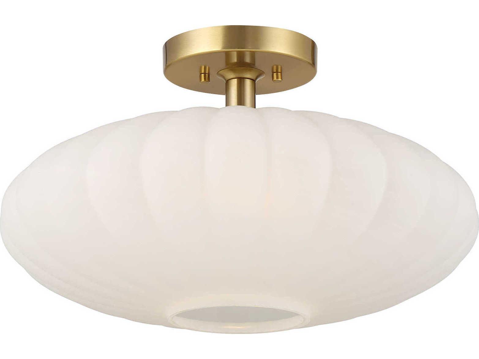 Savoy House Meridian 1-Light Natural Brass Semi Flush Mount