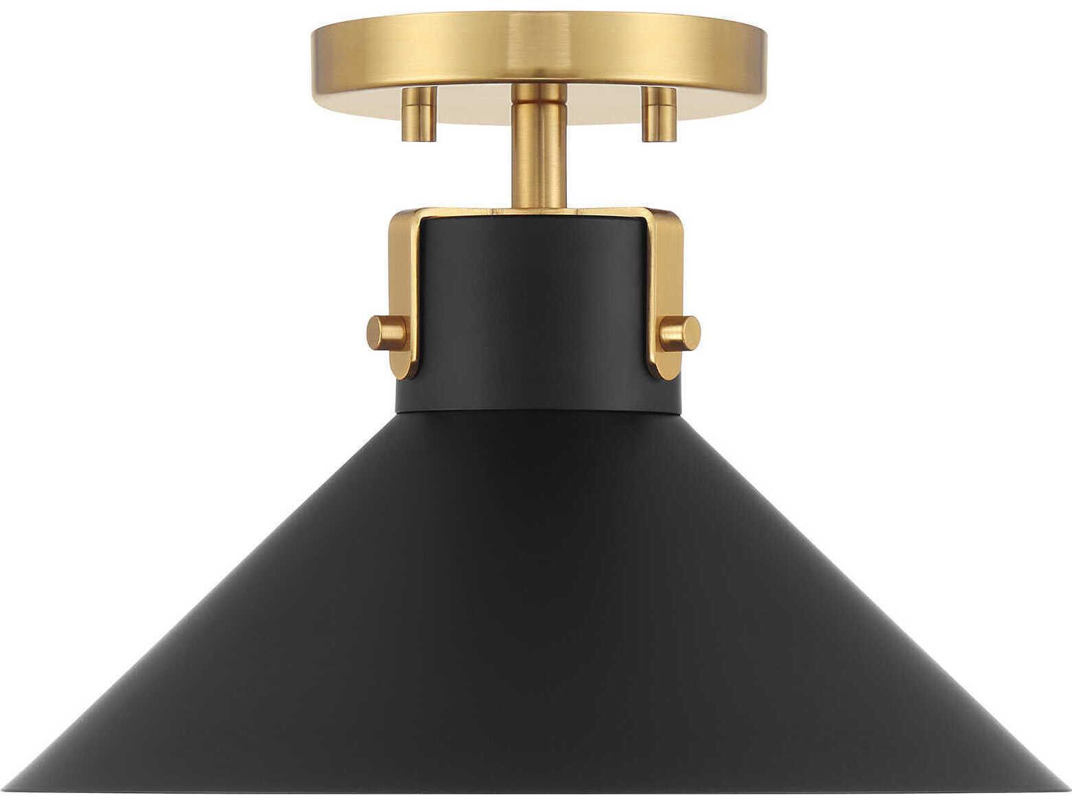 Savoy House Meridian 1-Light Matte Black Natural Brass Semi Flush Mount