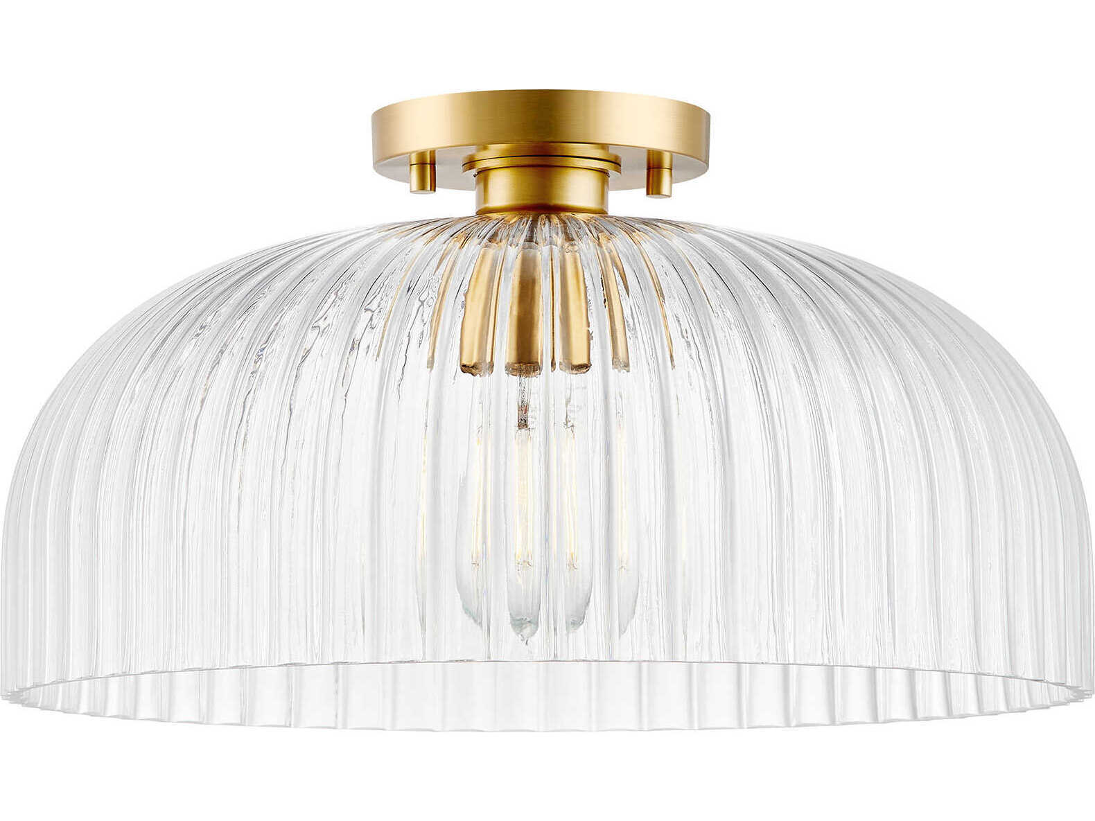 Savoy House Meridian 1-Light Natural Brass Dome Semi Flush Mount