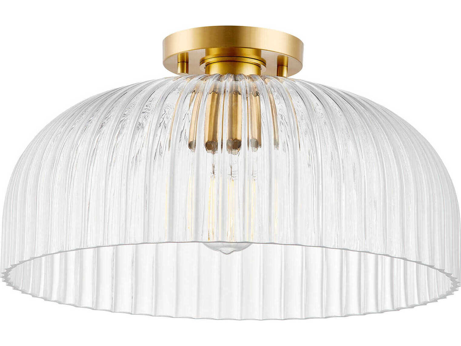 Savoy House Meridian 1-Light Natural Brass Dome Semi Flush Mount