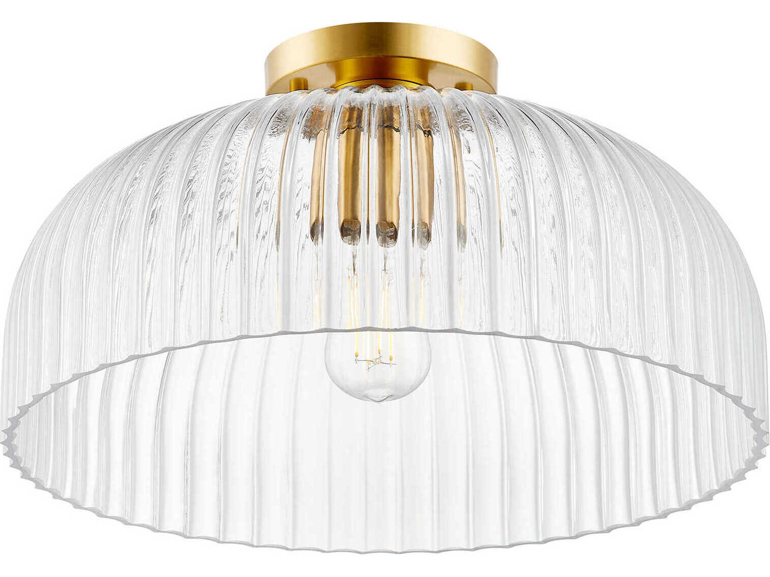 Savoy House Meridian 1-Light Natural Brass Dome Semi Flush Mount