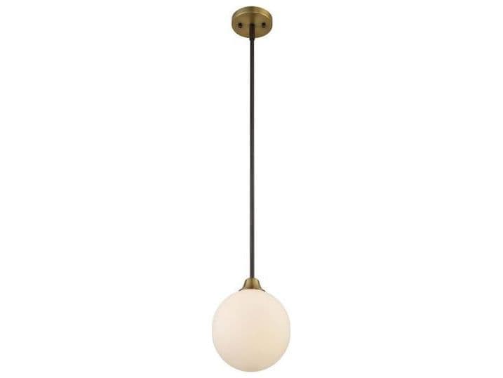 Savoy House Meridian 1-Light Oil Rubbed Bronze Natural Brass Glass Globe Geometric Mini Pendant