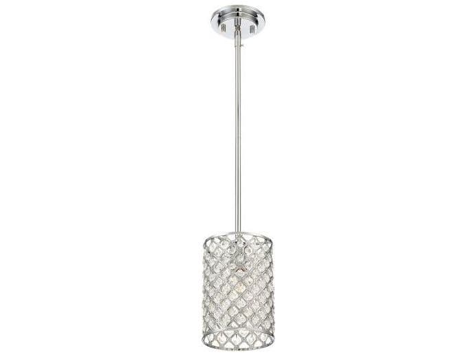 Savoy House Meridian 1-Light Chrome Crystal Cylinder Geometric Mini Pendant