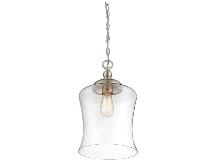 Savoy House Meridian 1-Light Brushed Nickel Glass Bell Mini Pendant