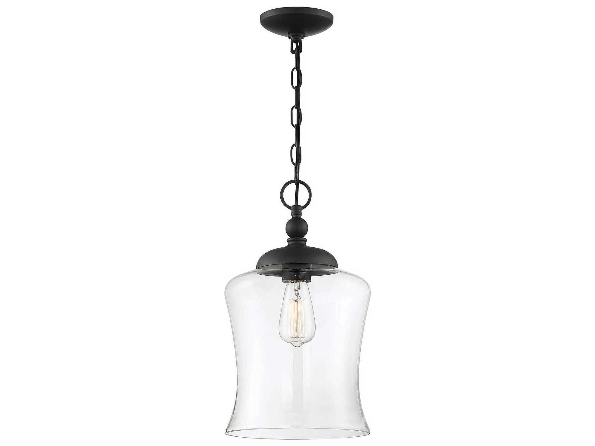 Savoy House Meridian 1-Light Matte Black Glass Bell Mini Pendant