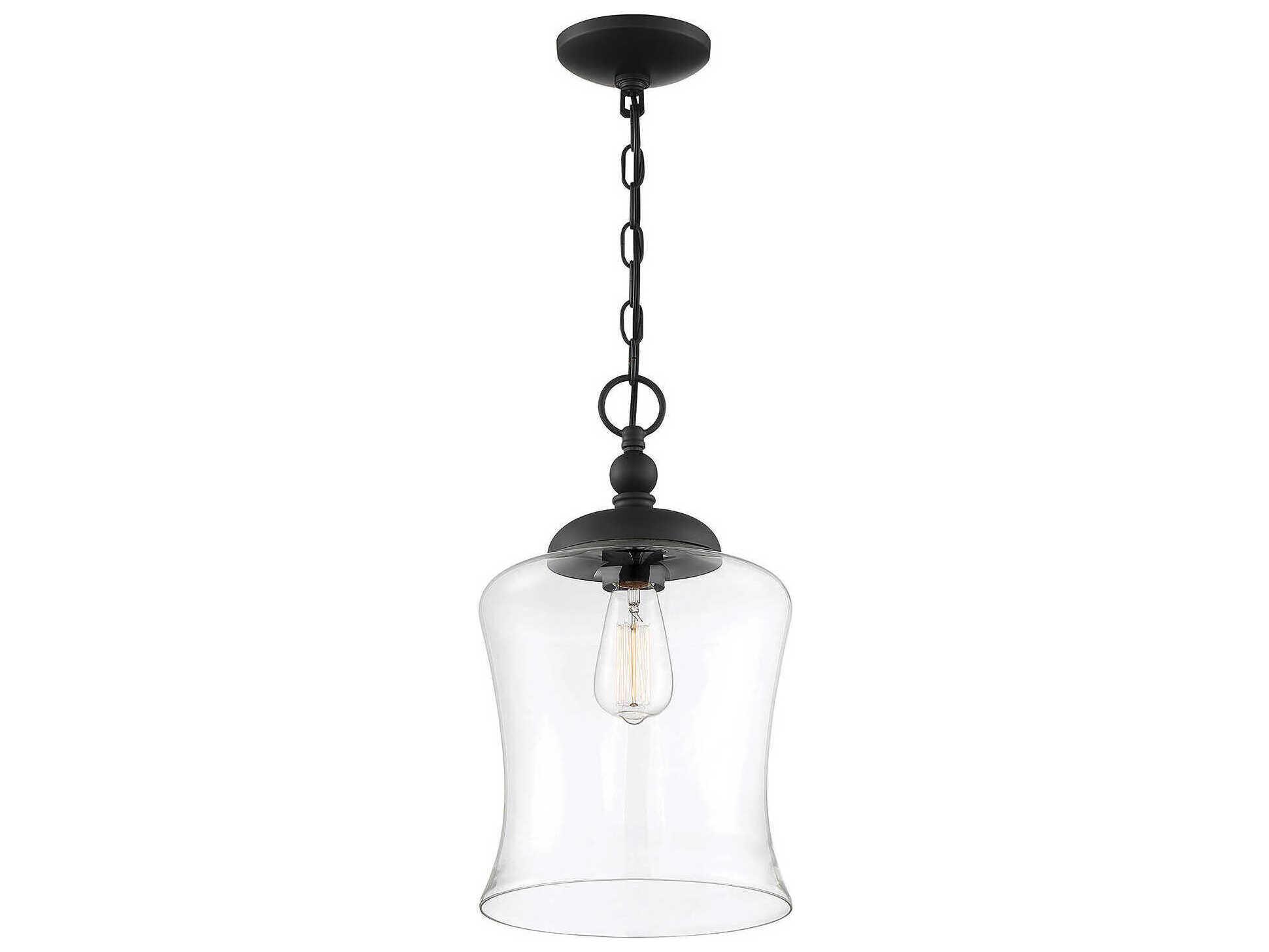 Savoy House Meridian 1-Light Matte Black Glass Bell Mini Pendant