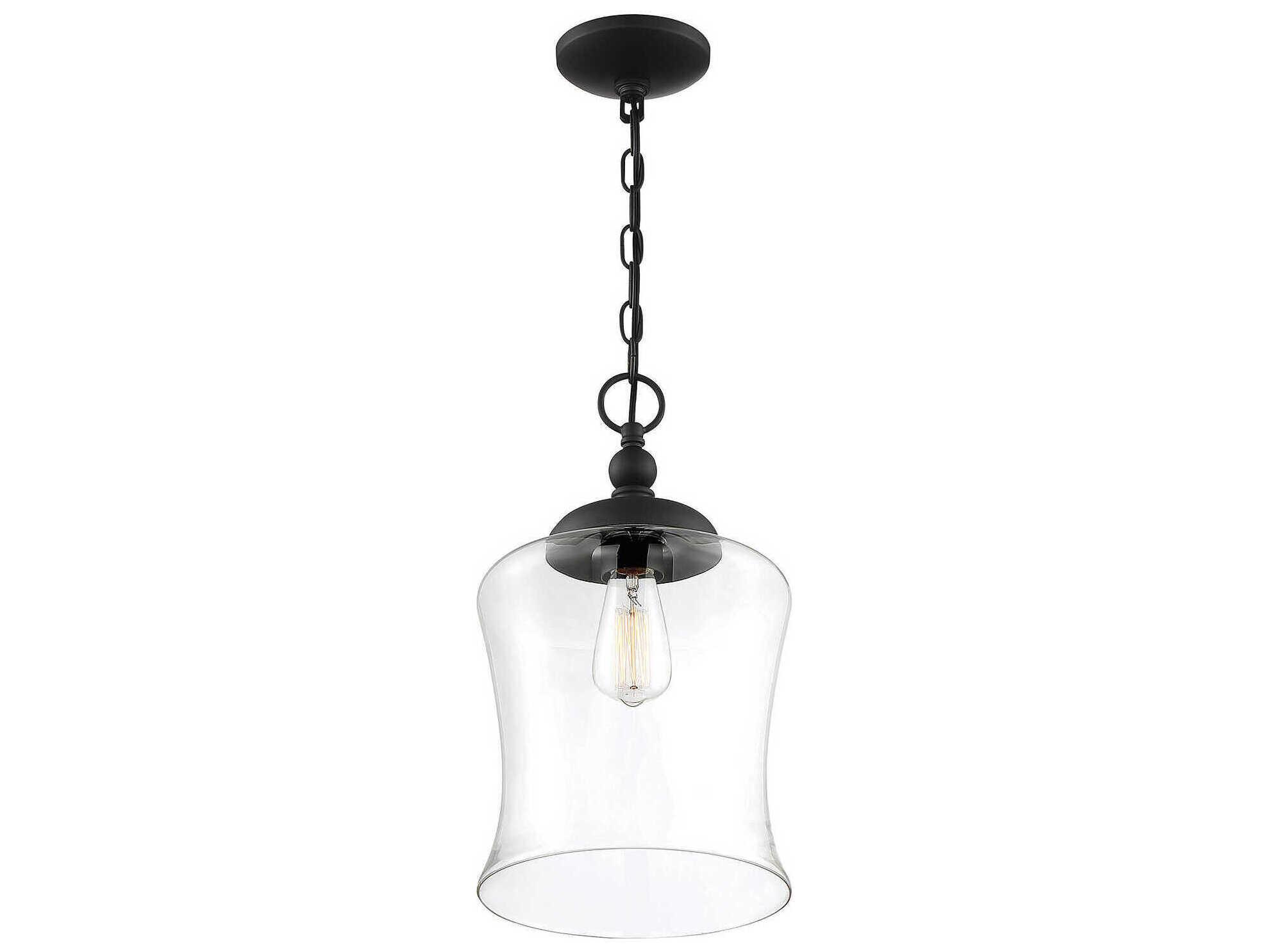 Savoy House Meridian 1-Light Matte Black Glass Bell Mini Pendant