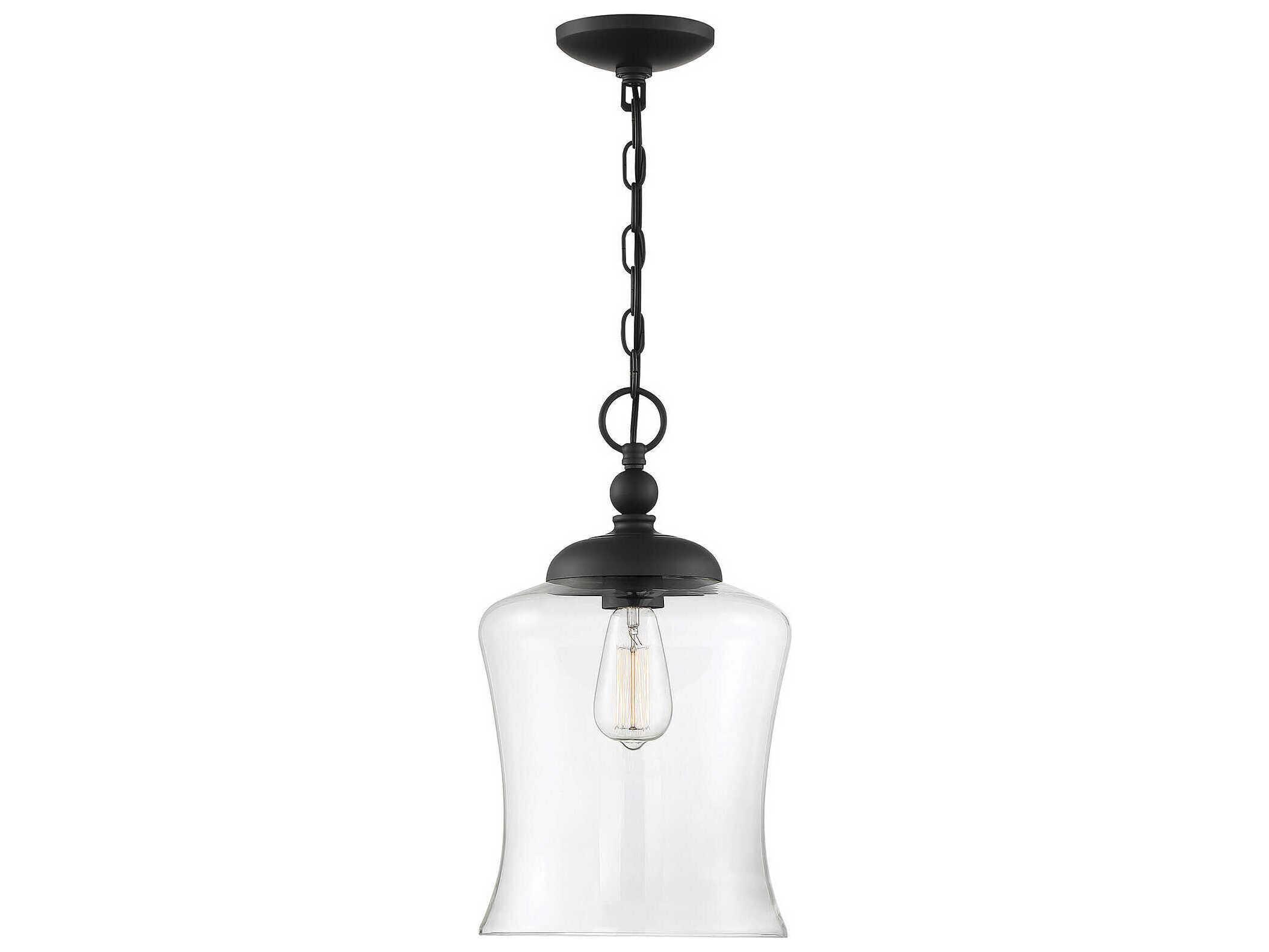 Savoy House Meridian 1-Light Matte Black Glass Bell Mini Pendant