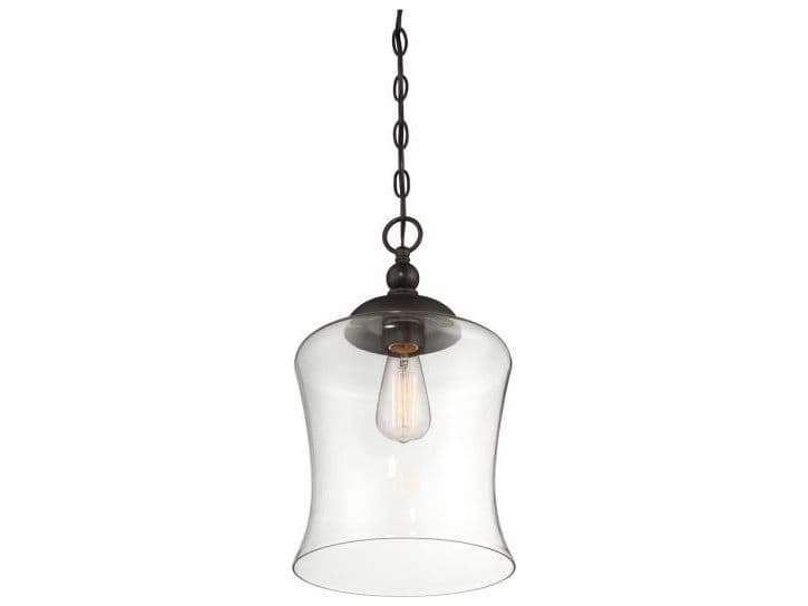 Savoy House Meridian 1-Light Oil Rubbed Bronze Glass Bell Mini Pendant