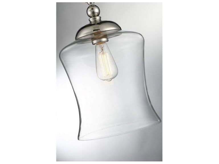 Savoy House Meridian 1-Light Polished Nickel Glass Bell Mini Pendant