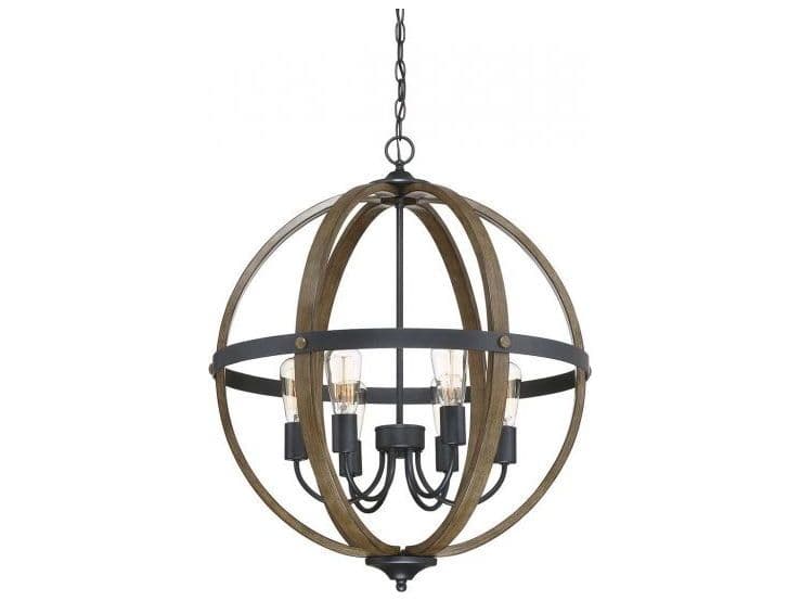 Savoy House Meridian 6-Light Wood Black Brown Pendant