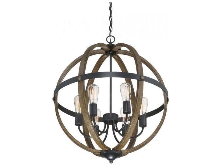 Savoy House Meridian 6-Light Wood Black Brown Pendant