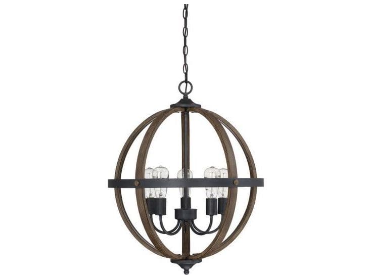 Savoy House Meridian 5-Light Wood Black Brown Pendant